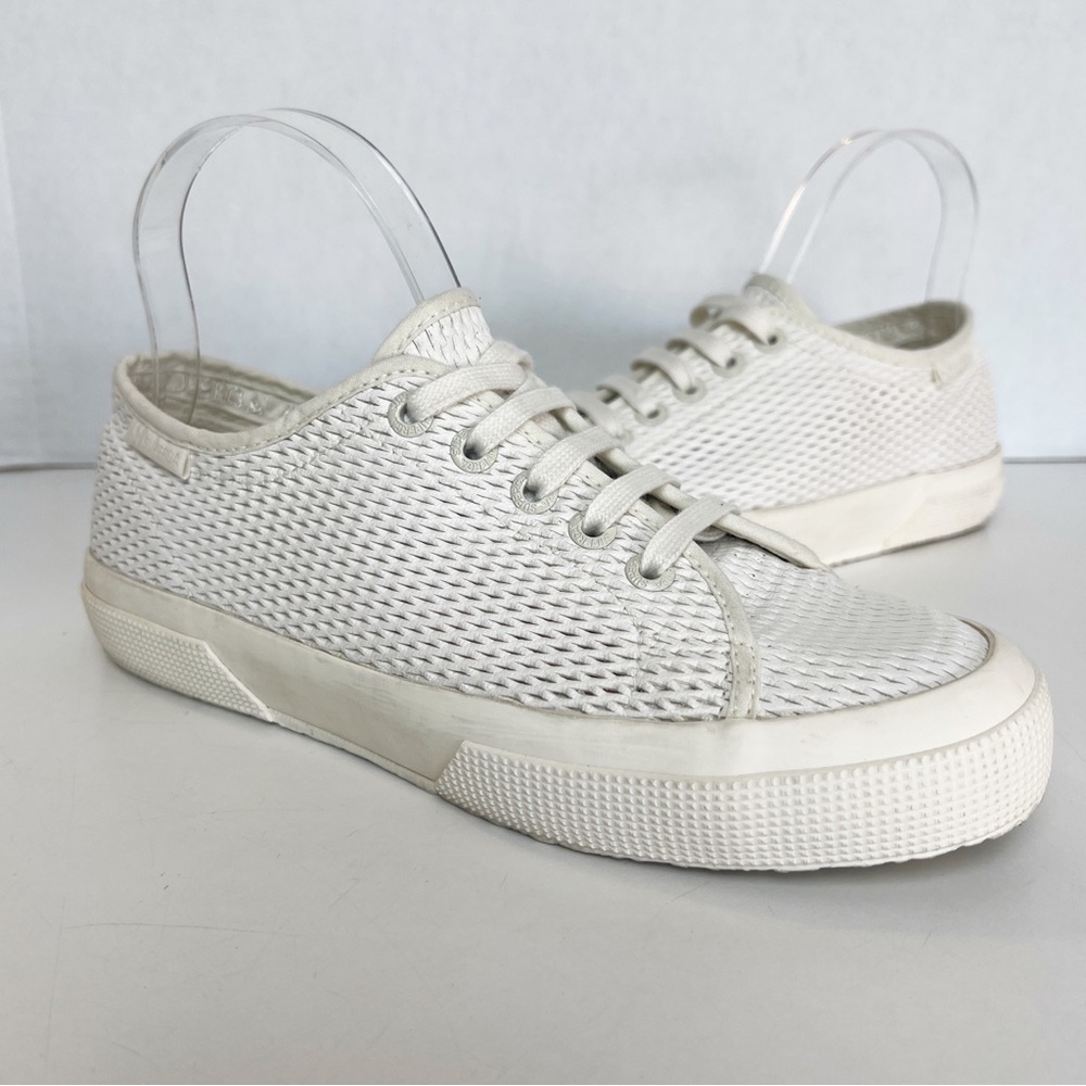 •SUPERGA• 2750 Mesh Leather Low Top Sneaker in Beige Gesso Size 38 | US 7.5